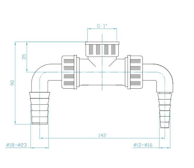 View T-connector, nut G1"