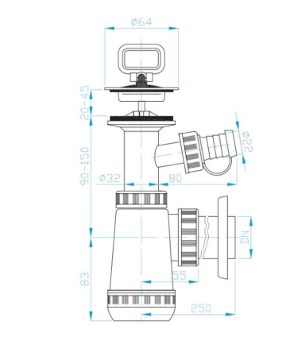 Prohlédnout E Sifon umyvadlový nerezová miska, pračkový vývod, zátka