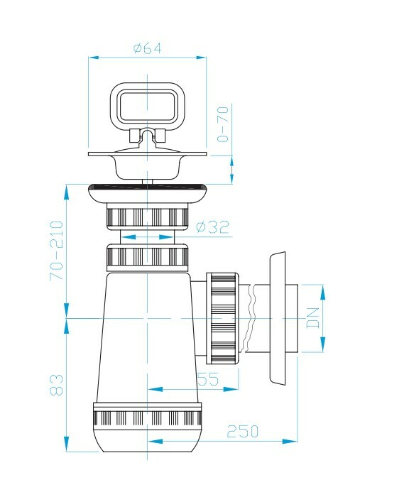 Prohlédnout E Sifon umyvadlový umyvadlový ventil, nerezová miska, zátka
