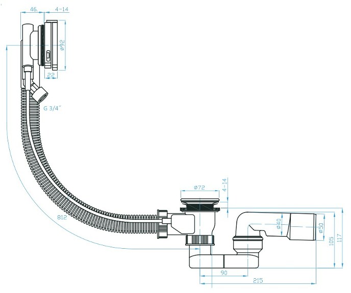Prohlédnout Automatická vanová výpust s napouštěním SLIM, sifon 40/50