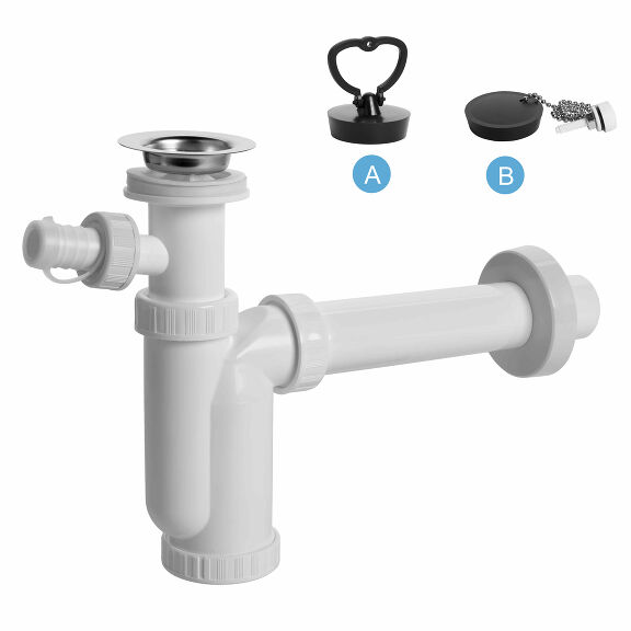 Prohlédnout Sifon umyvadlový nerezová miska, pračkový vývod, zátka