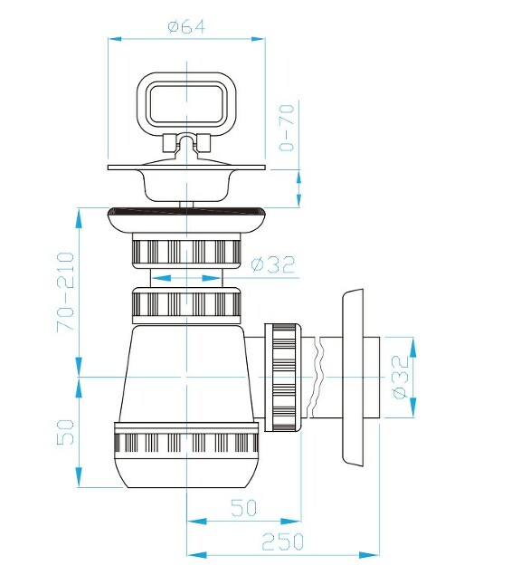 Prohlédnout B sifon umyvadlový ventil, nerezová miska, zátka
