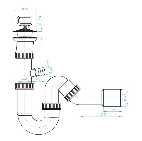 Prohlédnout U sifon 50 nerez dřezový s kolenem 135°, pračkový vývod