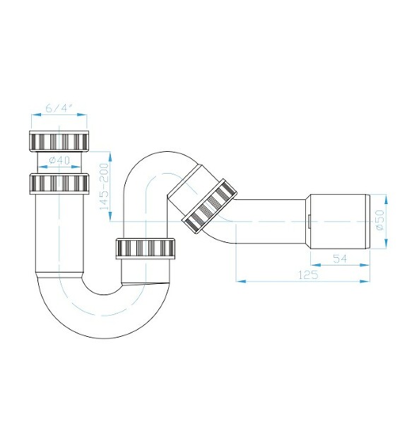 Prohlédnout U sifon 50 s kolenem 135°, 6/4" matka