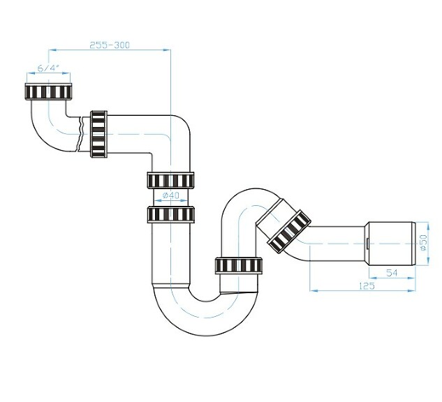 Prohlédnout U sifon 40 pro úsporu místa s kolenem 135