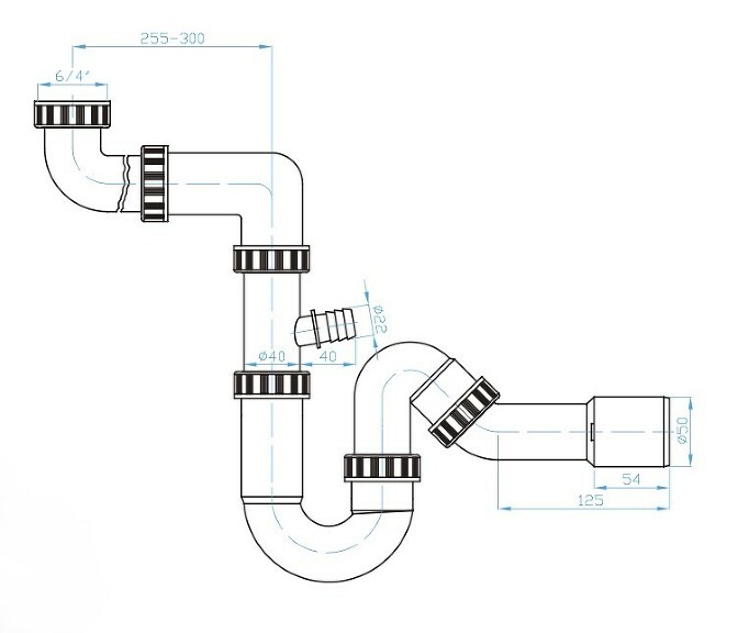 Prohlédnout U sifon 40 pro úsporu místa s kolenem 135°, 6/4" matka s pračkovým vývodem