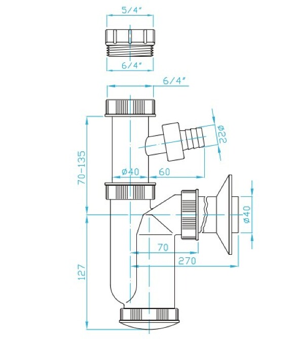 View Trap 5/4", washing machine outlet