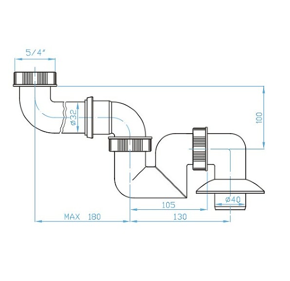Prohlédnout eS sifon nízký pro úsporu místa 5/4"
