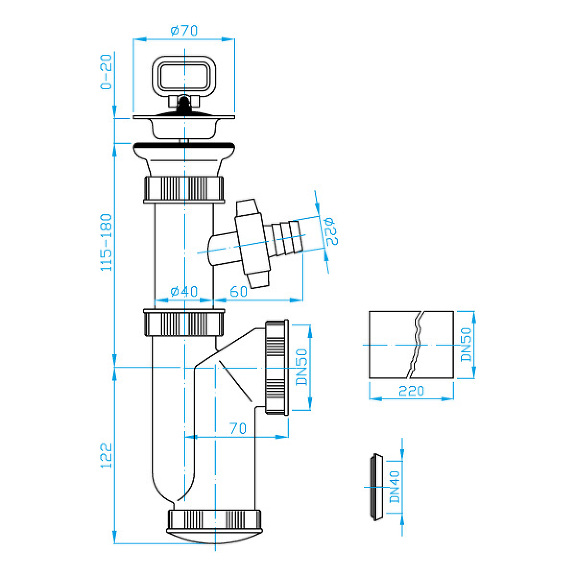 Prohlédnout Sifon dřezový pračkový vývod