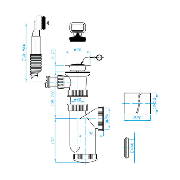 Prohlédnout Sifon dřezový univerzální přepad