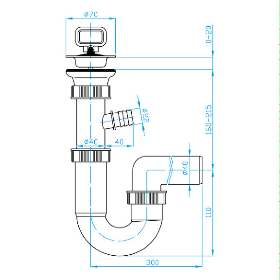 View U sink trap, washing machine outlet