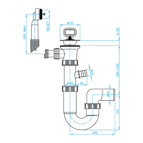 Prohlédnout U sifon dřezový pračkový vývod, přepad
