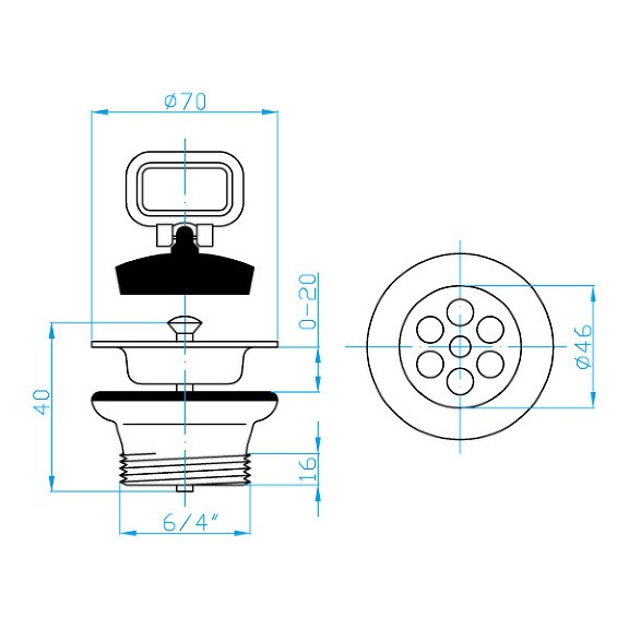 Prohlédnout Dřezový výtokový ventil 6/4" DN 46