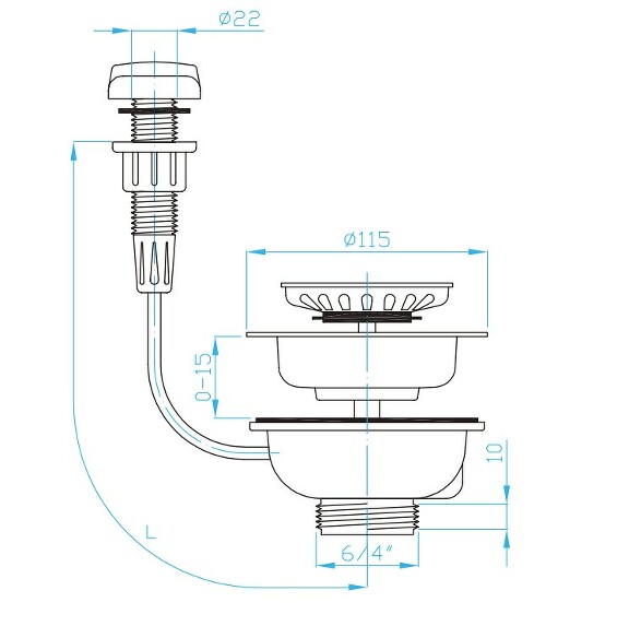View Sink outlet 115 6/4", remote handle