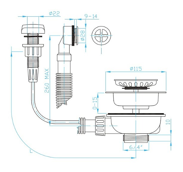 Prohlédnout Dřezový výtokový ventil 115, 6/4" s ovládáním přepad