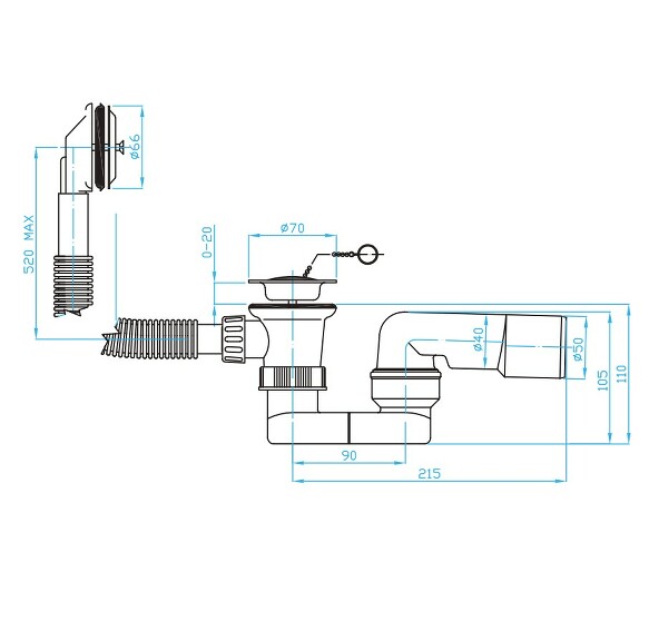 View Bath trap 40/50, overflow