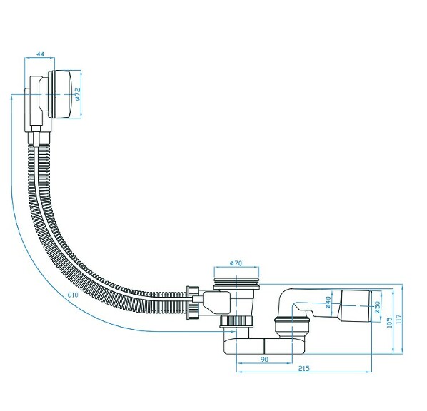 View Automatic bath drain, trap 40/50