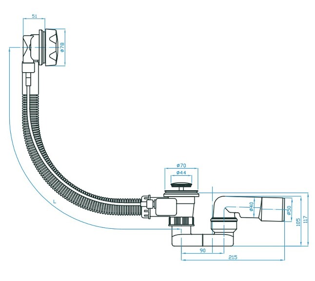 View Automatic bath drain inclusive bath trap 40/50 brass