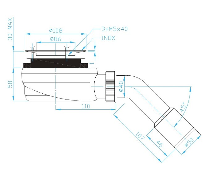Prohlédnout Sifon vaničkový nízký nerezová příruba