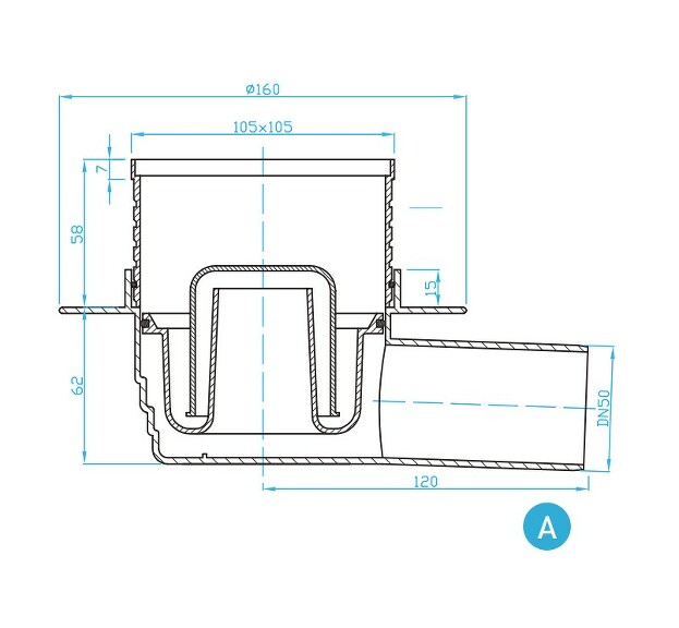 Prohlédnout Podlahová vpust boční 50 nerez