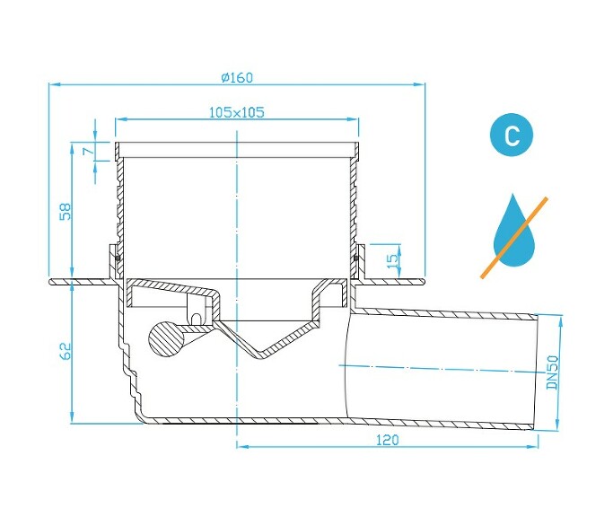 Prohlédnout Podlahová vpust boční 50 nerez