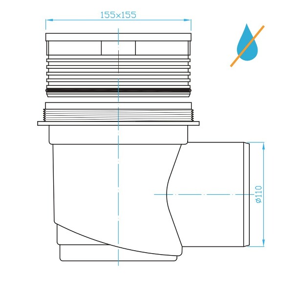 View Cellar floor drain 110, inox, dry valve