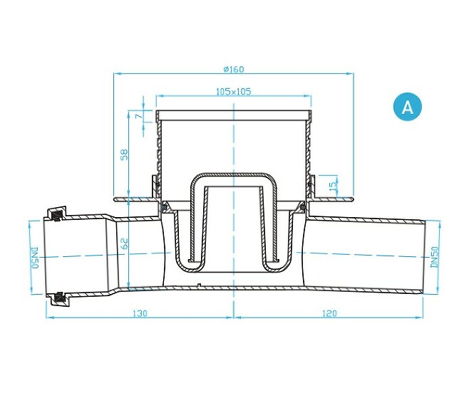 Prohlédnout Podlahová vpust průběžná 50 nerez