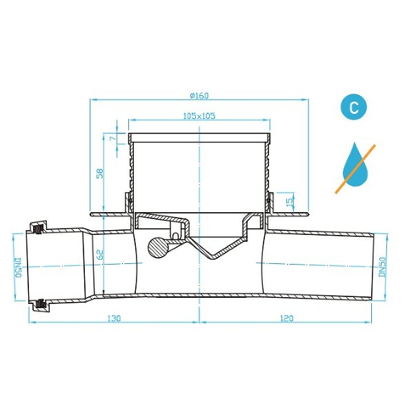 Prohlédnout Podlahová vpust průběžná 50 nerez