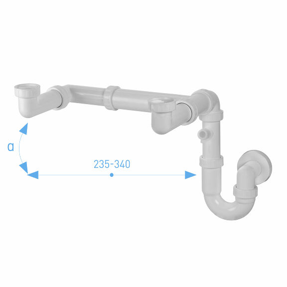 Prohlédnout U sifon pro úsporu místa, 2 x matka 6/4” výškově a délkově stavitelný, pračkový vývod