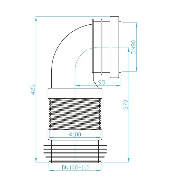 View Flexi bend 90° for wall hung toilet 205–370