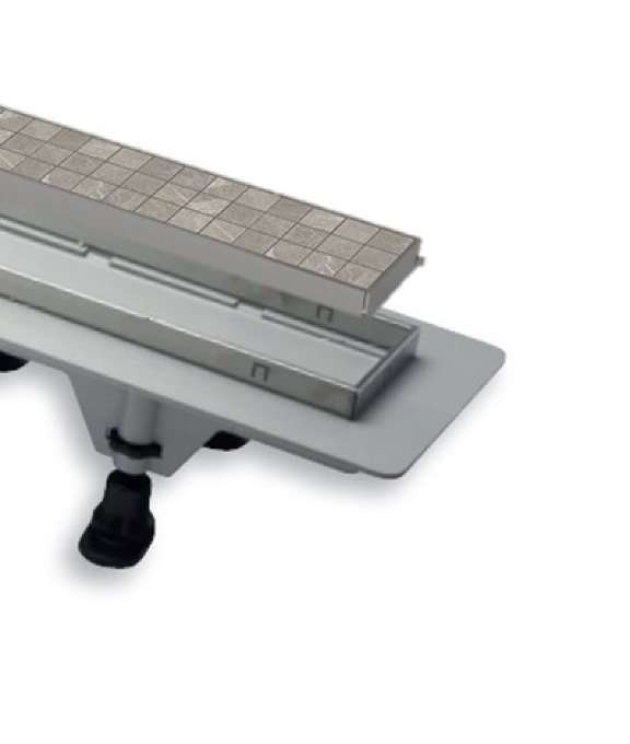 Prohlédnout VÝPRODEJ - Plastový žlab s roštem a nerezovým rámečkem pro vložení do dlažby design 4